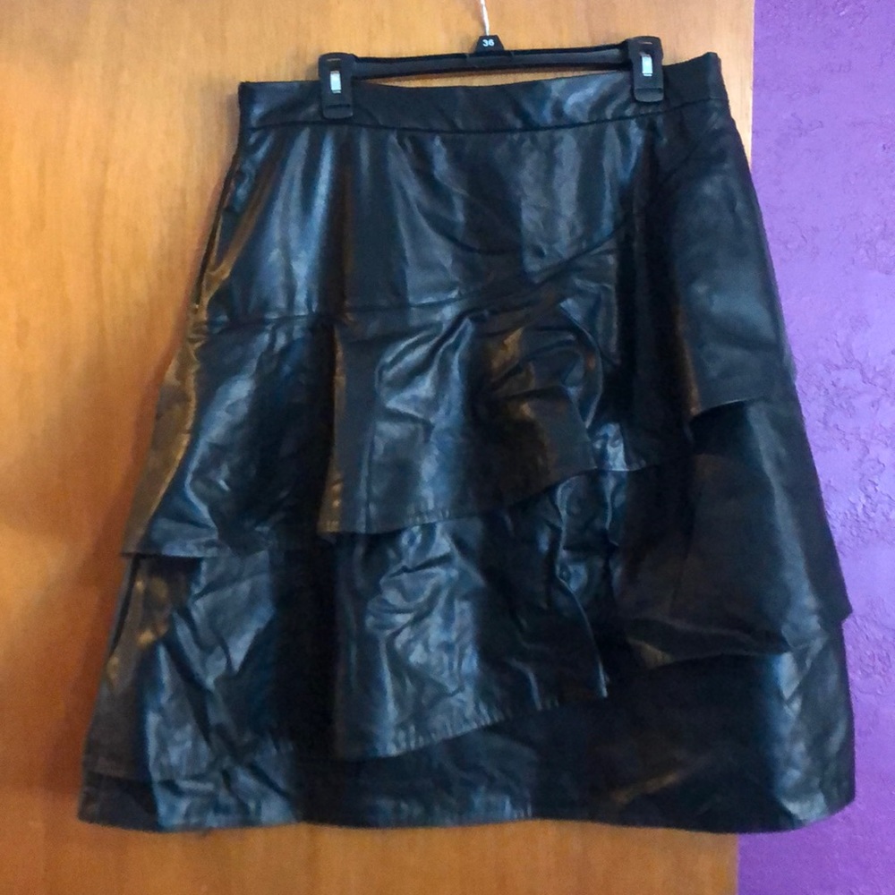 Eloquii faux leather ruffle skirt